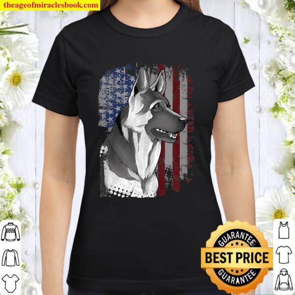 Patriotic American Flag German Shepard Gift Mens Womens Kids Classic Women T-Shirt