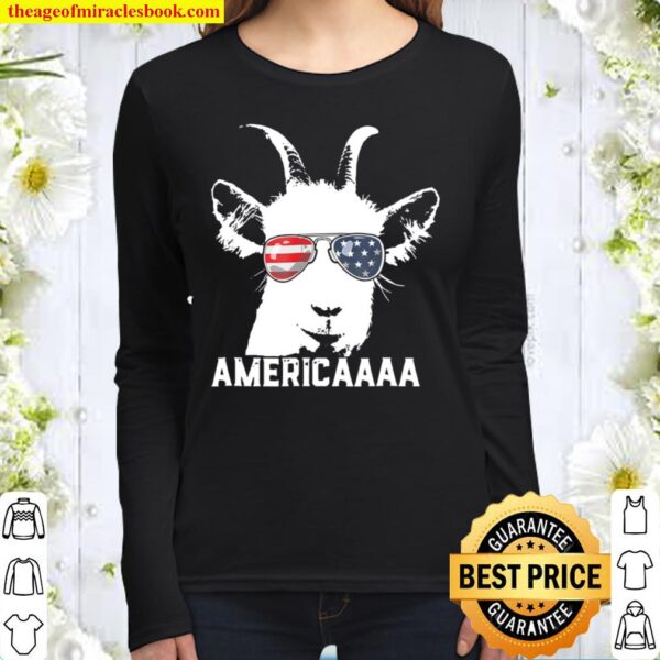 Patriotic Goat 4Th Of July Boys Funny Goat Americaaa Women Long Sleeved