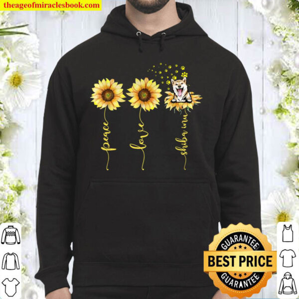 Peace Love Shiba Inu For Dog Lovers Sunflower Hoodie