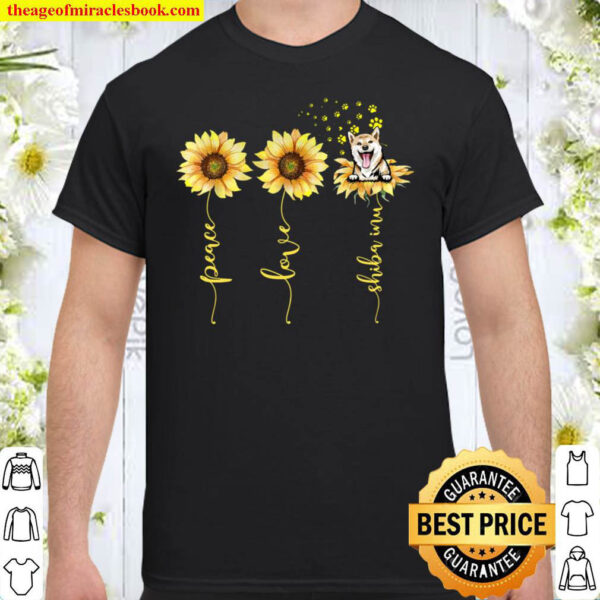 Peace Love Shiba Inu For Dog Lovers Sunflower Shirt