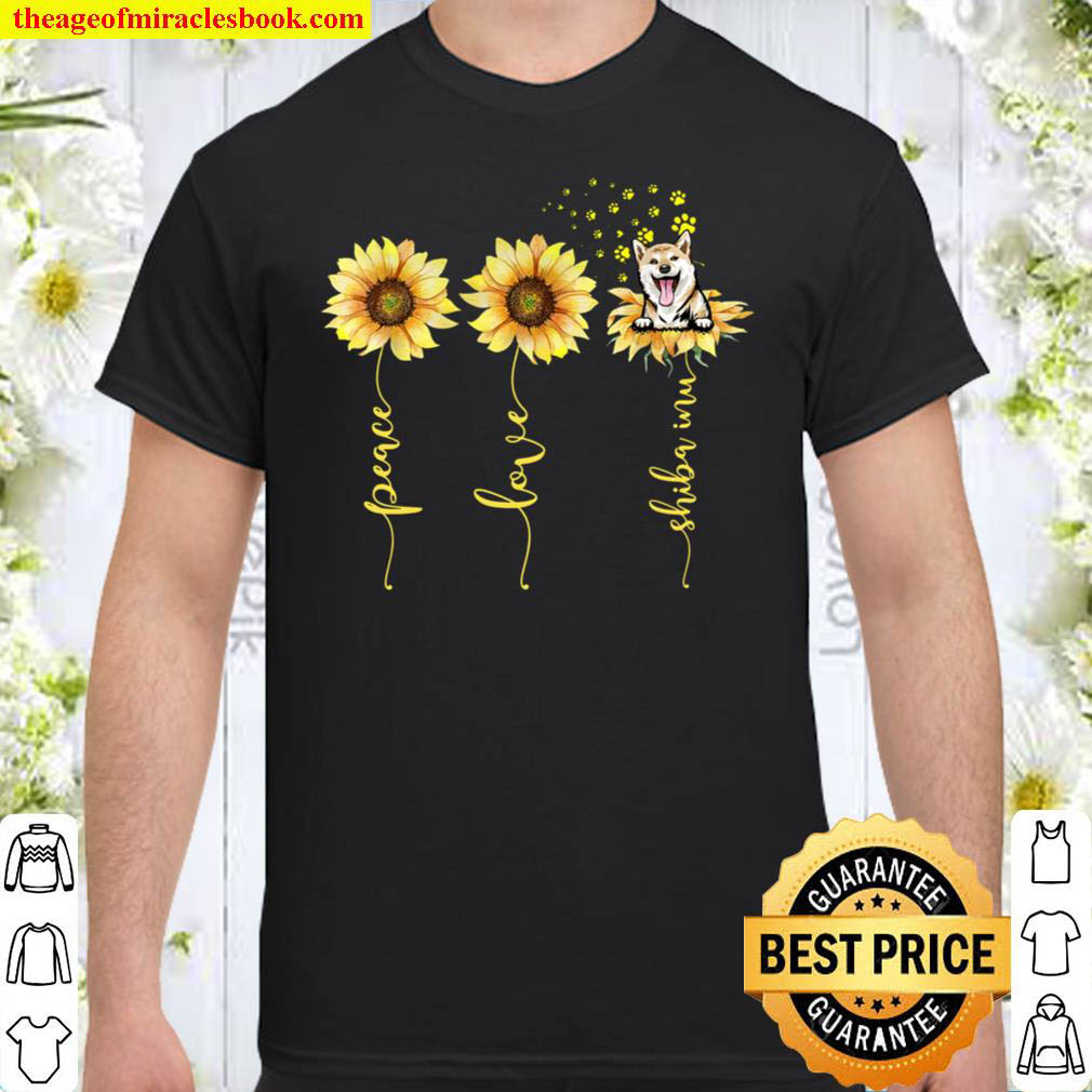 Official Peace Love Shiba Inu For Dog Lovers Sunflower T-Shirt