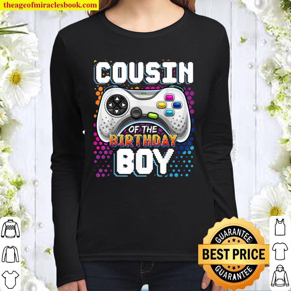 Personalized Cousin of the Birthday Boy Matching Video Game Birthday G Women Long Sleeved