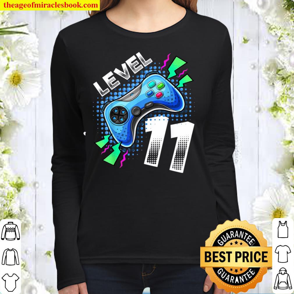 Personalized Level 11 Video Game Controller 11th Birthday Gamer Gift B Women Long Sleeved