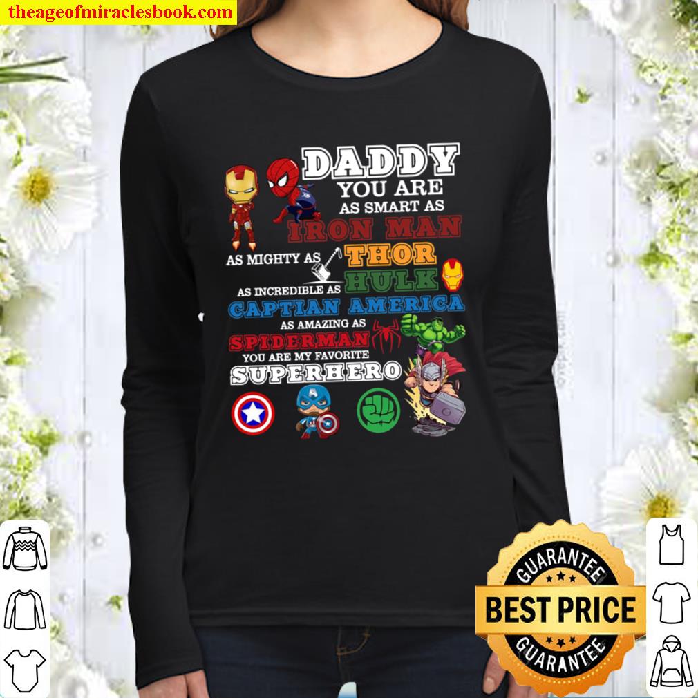 Personalized Name Daddy You Are My Favorite Superhero Poster. Dad Gift Women Long Sleeved