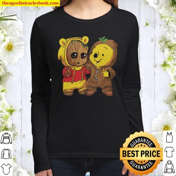 Pooh And Groot Women Long Sleeved