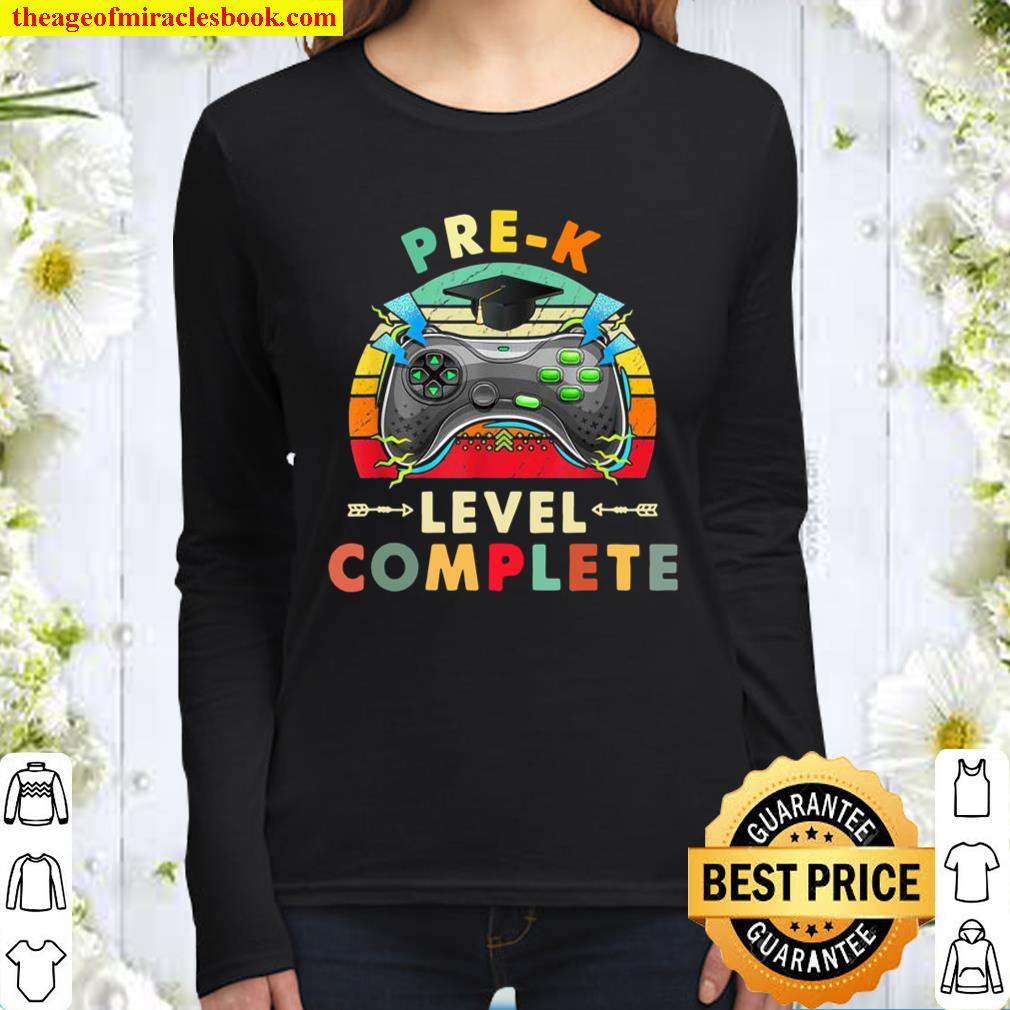 PreK Graduation Shirt Level Complete Video Gamer Women Long Sleeved