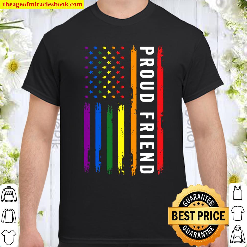 Proud Friend Rainbow American Flag LGBT Shirt