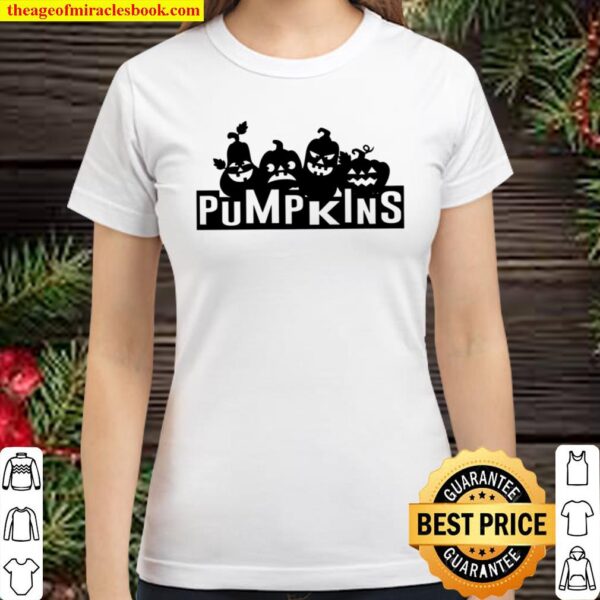 Pumpkins, Fall Shirt For Women, Falling Leaves, Fall Classic Women T-Shirt