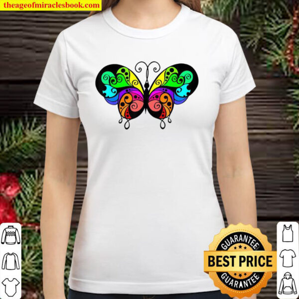 Rainbow Butterfly Pride Month Classic Women T-Shirt