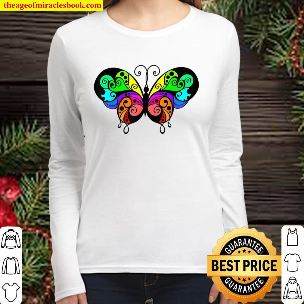 Rainbow Butterfly Pride Month Women Long Sleeved