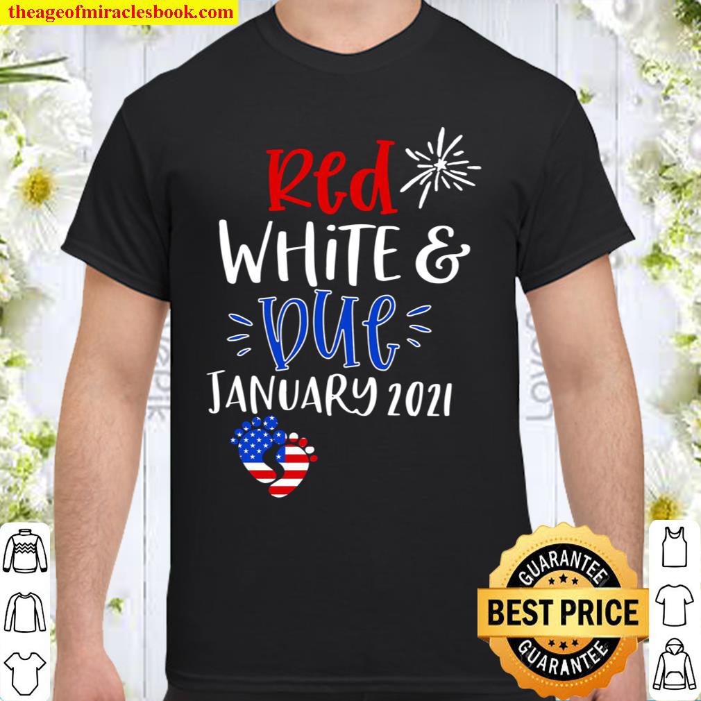 Red White & Due Pregnancy Announcement Shirt