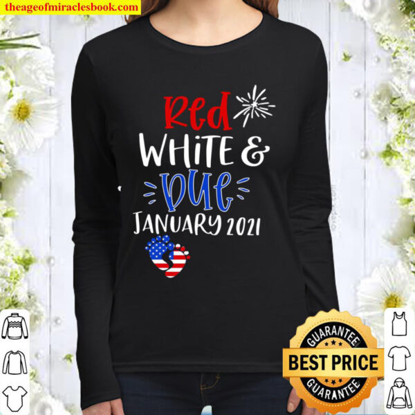 Red White _ Due Pregnancy Announcement Women Long Sleeved