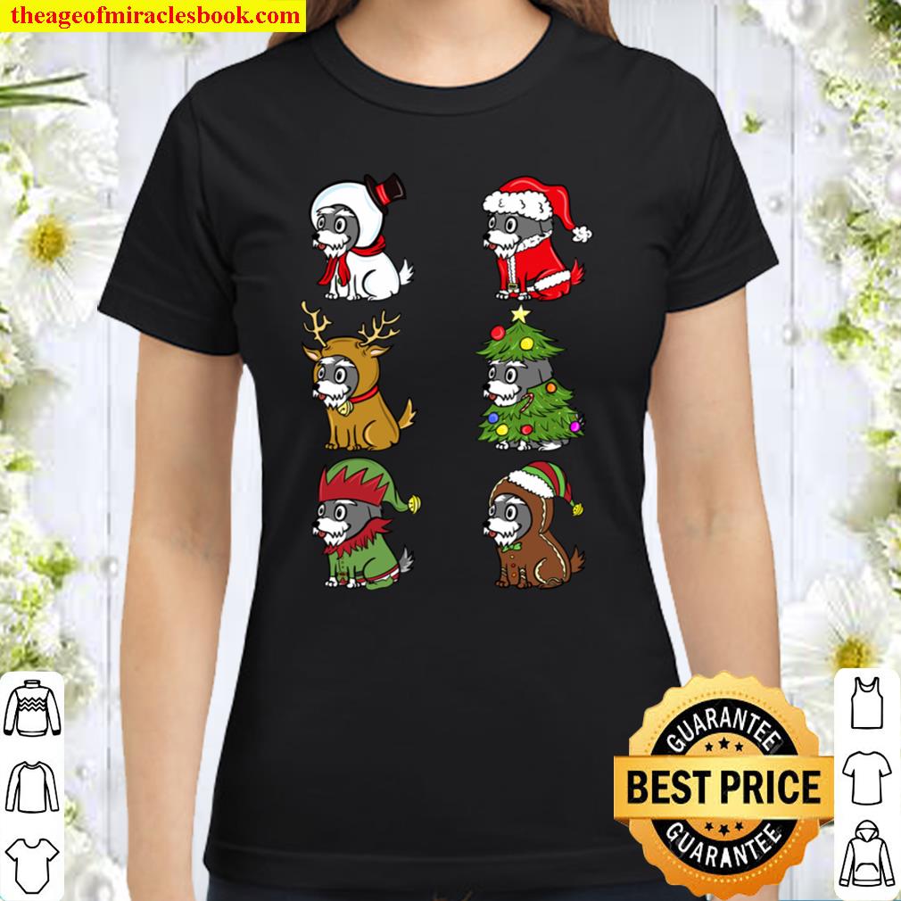 Schnauzer Xmas Costumes Funny Dog Christmas Gift Classic Women T-Shirt