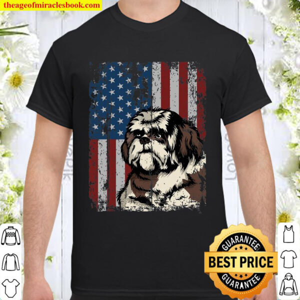 Shih Tzu American Flag Patriotic Shih Tzu Owner Gift Shirt
