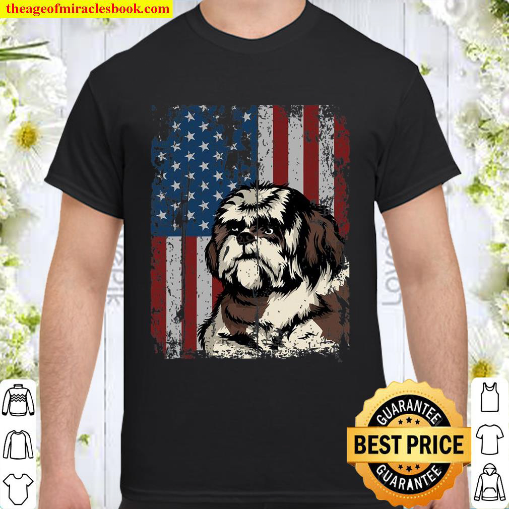 Buy Now – Shih Tzu American Flag Patriotic Shih Tzu Owner Gift Shirt
