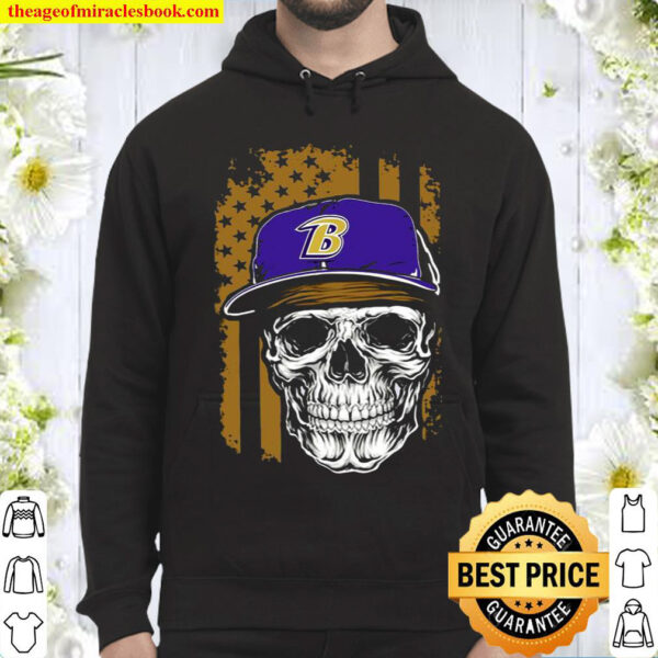 Skull hat Baltimore Ravens American flag Hoodie