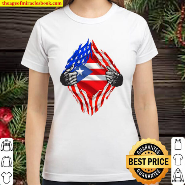 Super Puerto Rican Heritage Puerto Rico Roots Usa Flag Gift Classic Women T Shirt