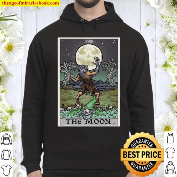 The Moon Tarot Card Halloween Werewolf Gothic Witch Horror Hoodie