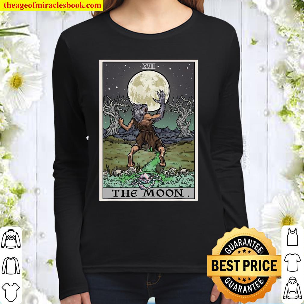 The Moon Tarot Card Halloween Werewolf Gothic Witch Horror Women Long Sleeved