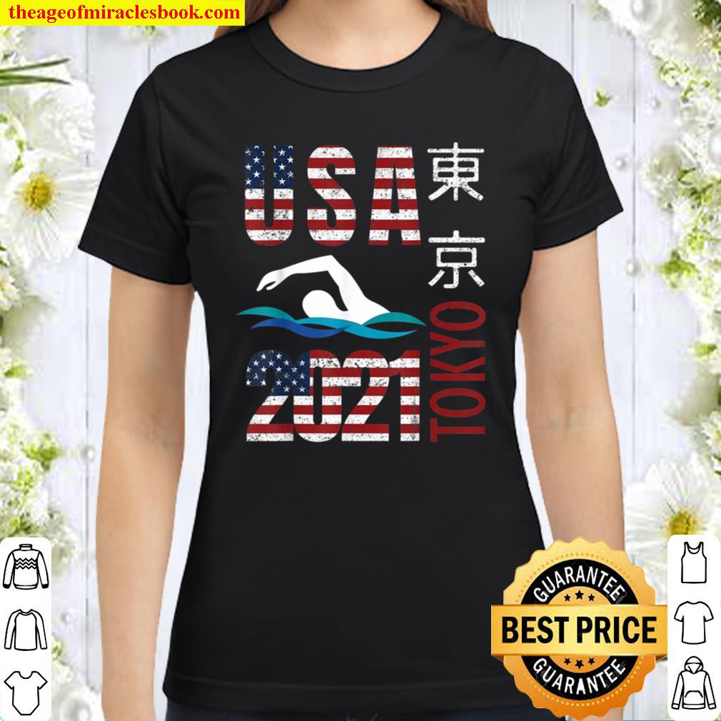 Tokyo Olympics 2021 USA Team swimming American Flag Classic Women T-Shirt