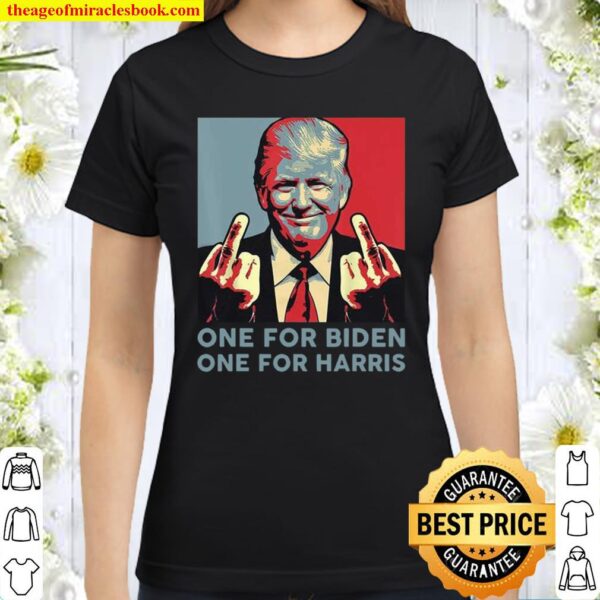 Trump Middle Finger Biden Harris Republican American Flag Classic Women T-Shirt