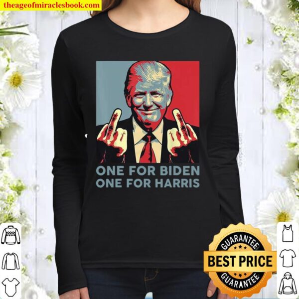 Trump Middle Finger Biden Harris Republican American Flag Women Long Sleeved