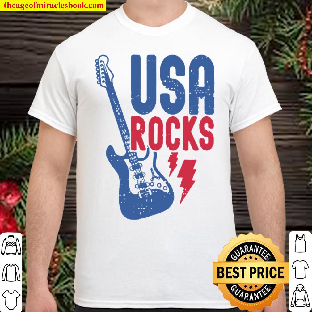 USA Rocks Red Blue Guitar Vintage Shirt