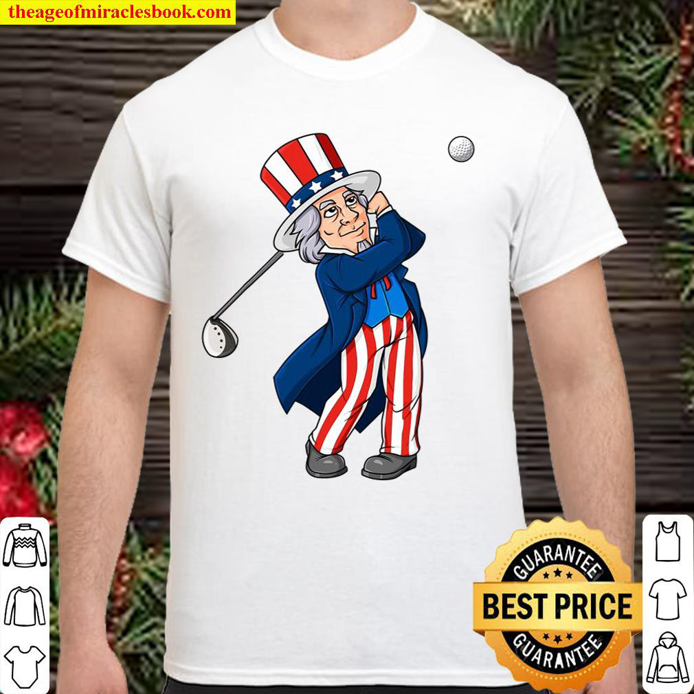 Uncle Sam Golfing 4Th Of July Patriotic Boys Kids Teens Golf Shirt
