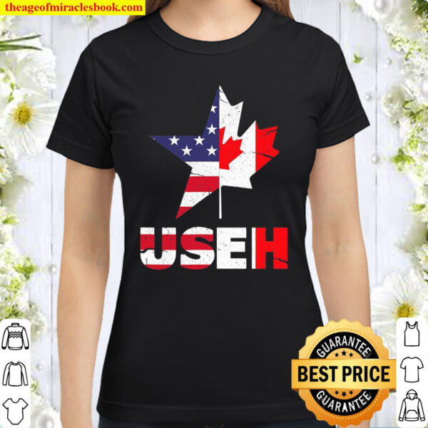 Us Eh Funny Canada American Flag Classic Women T-Shirt