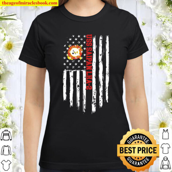 Uss Saipan Lha-2 American Flag Pullover Classic Women T-Shirt