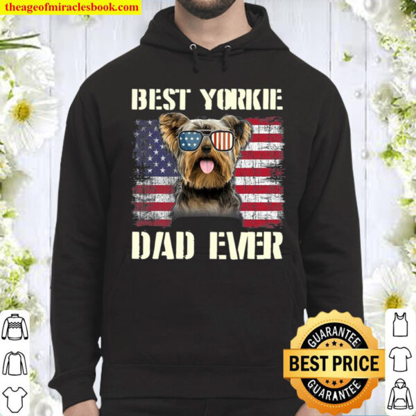 Vintage Best Yorkie Dad Ever Flag Us For Pet Owner Father Hoodie