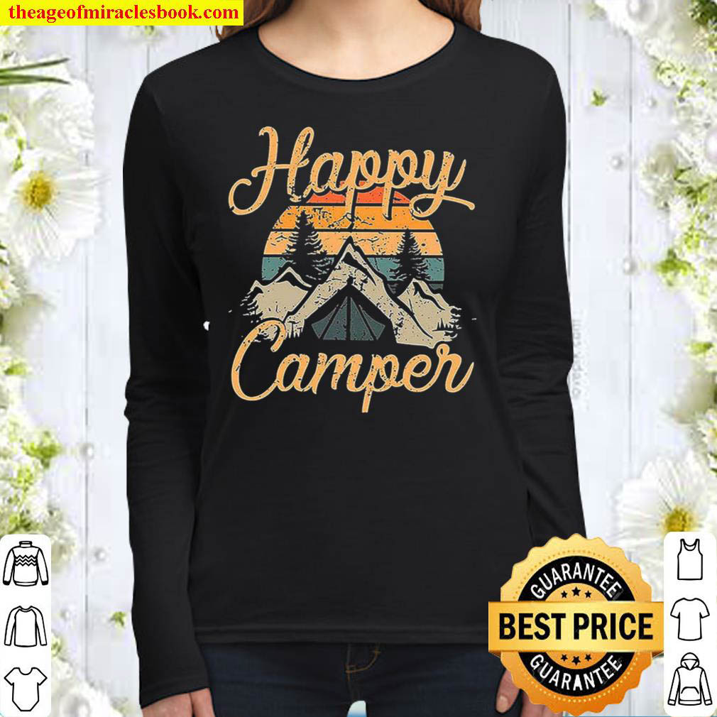 Women Happy Camper T Shirt Woman Camper Women Long Sleeved