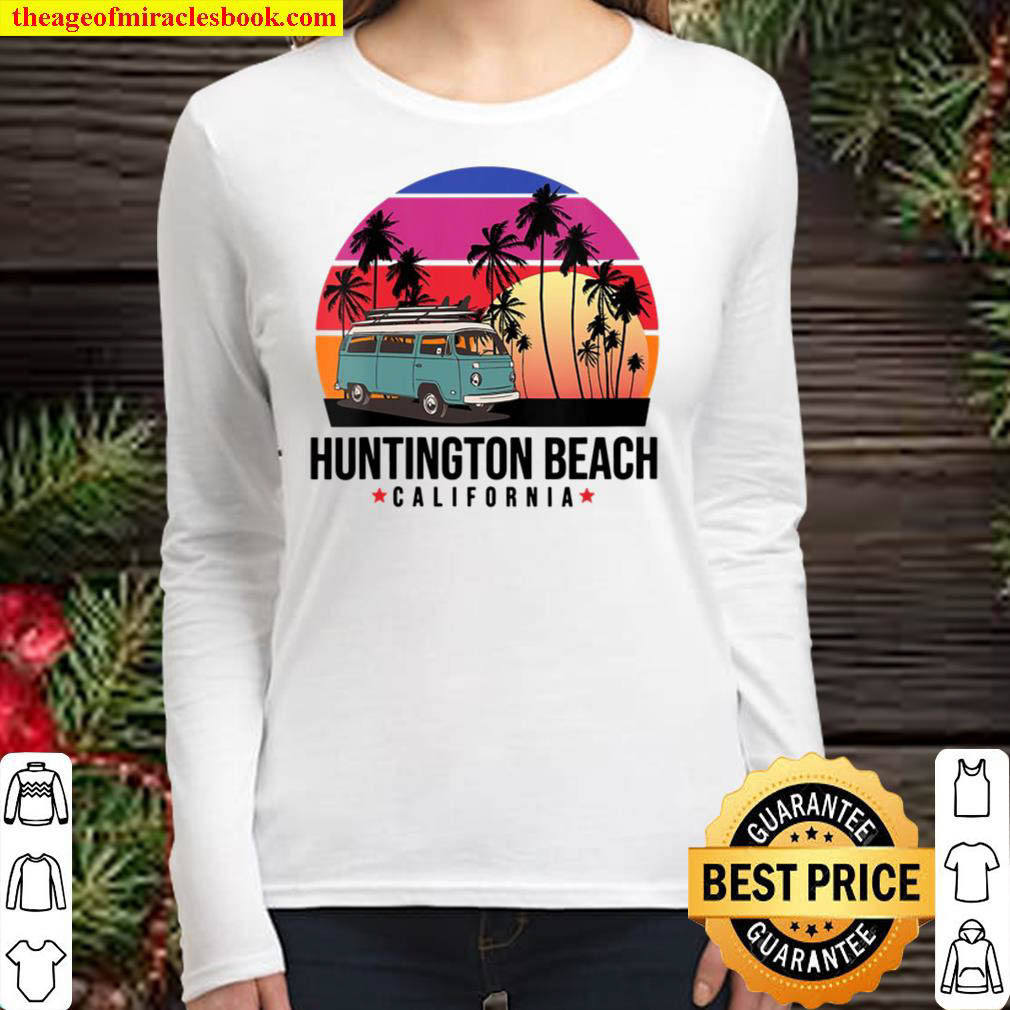 Womens California Huntington Beach Retro Surfer Women Long Sleeved