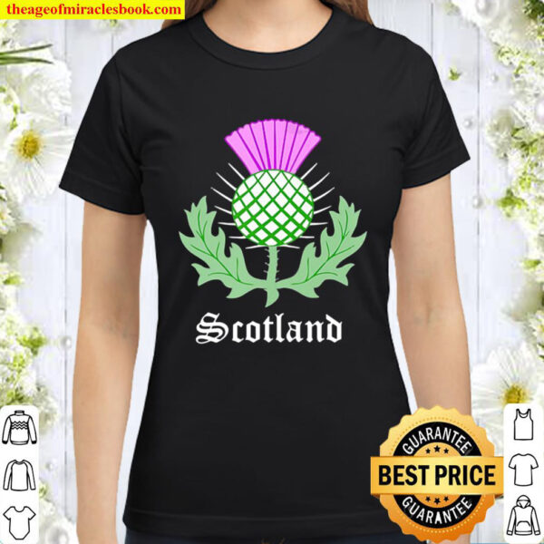 Womens Scottish Thistle Flower Celtic Symbol Scotland Gifts V Neck Classic Women T Shirt