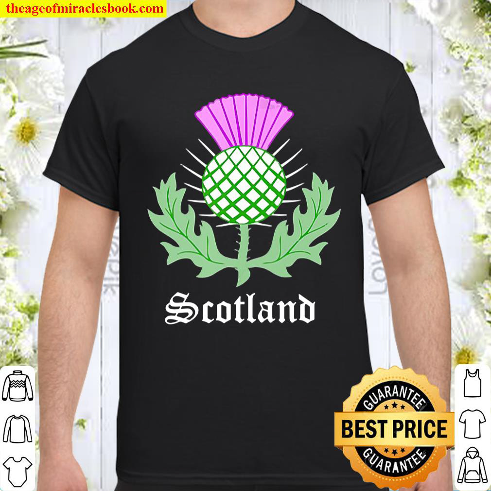 Womens Scottish Thistle Flower Celtic Symbol Scotland Gifts V Neck Shirt