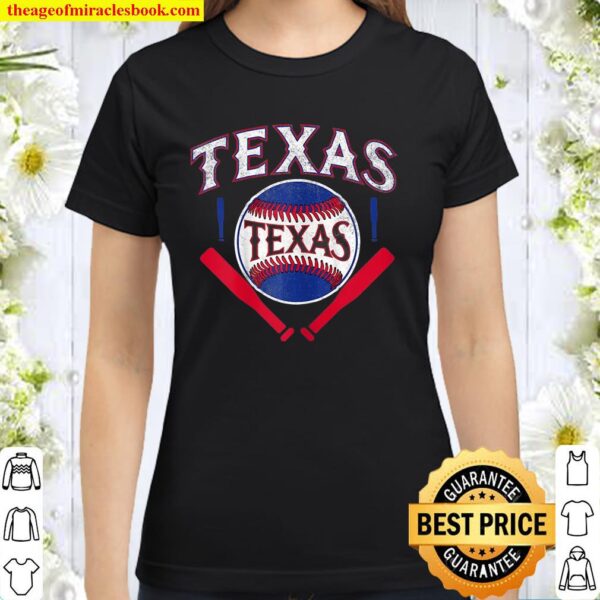 Womens Texas Baseball Vintage Distressed Game Day Ranger Tx State Classic Women T-Shirt