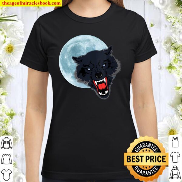 Womens Wolf Moon Light Wolves Lover Classic Women T-Shirt