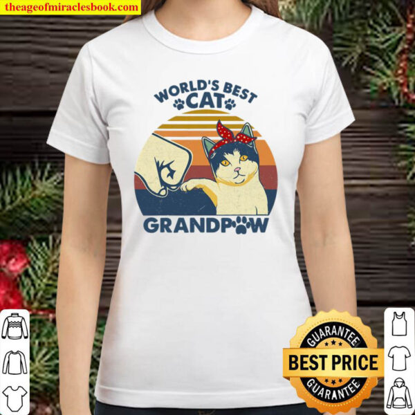 World’s Best Cat Grandpaw Vintage Grandpa Cat Lover Classic Women T-Shirt