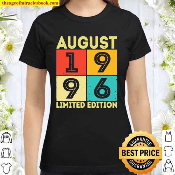 25th Birthday Retro August 1996 Decorations 25 Years Old Classic Classic Women T Shirt