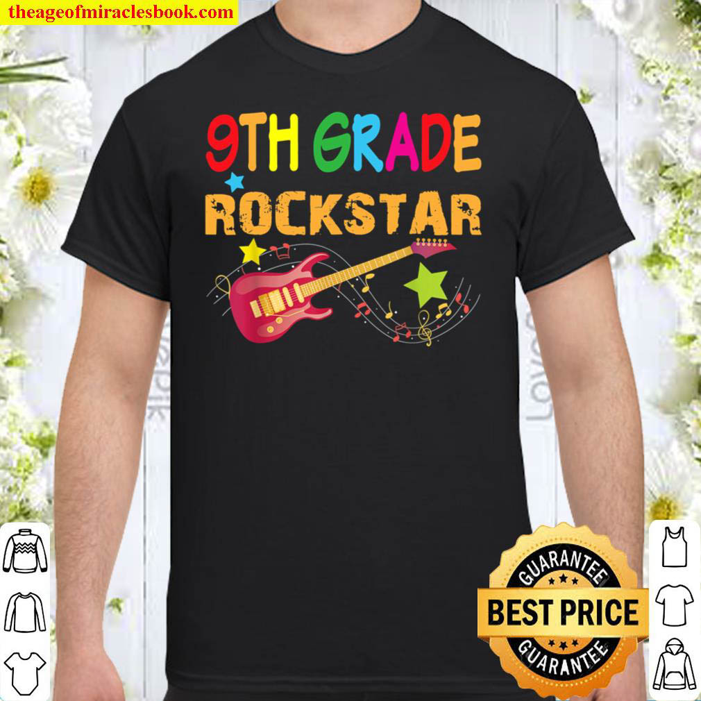 9th Grade Rockstar Ninth Electric Guitar Back To School Kid Shirt
