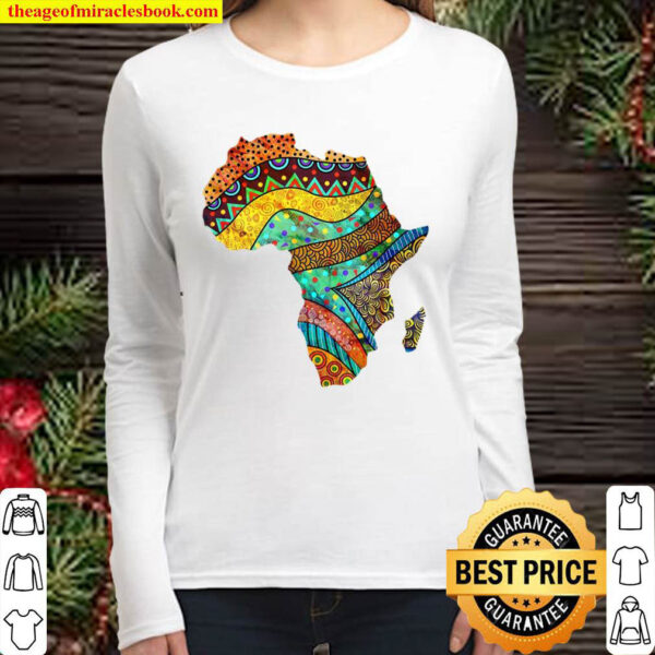 Africa Map In Traditional Ethnic African Pattern Art Women Long Sleeved