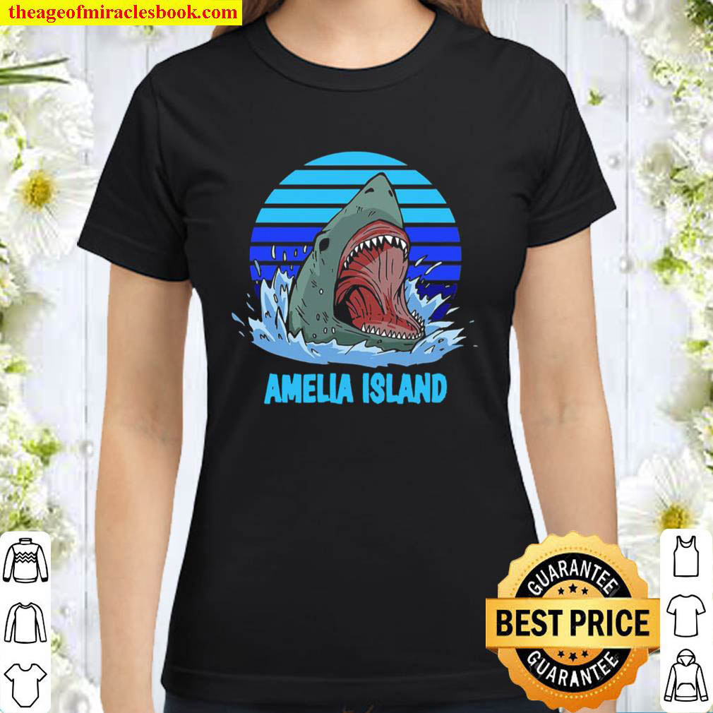 Amelia Island Vacation Shark Theme Classic Women T Shirt