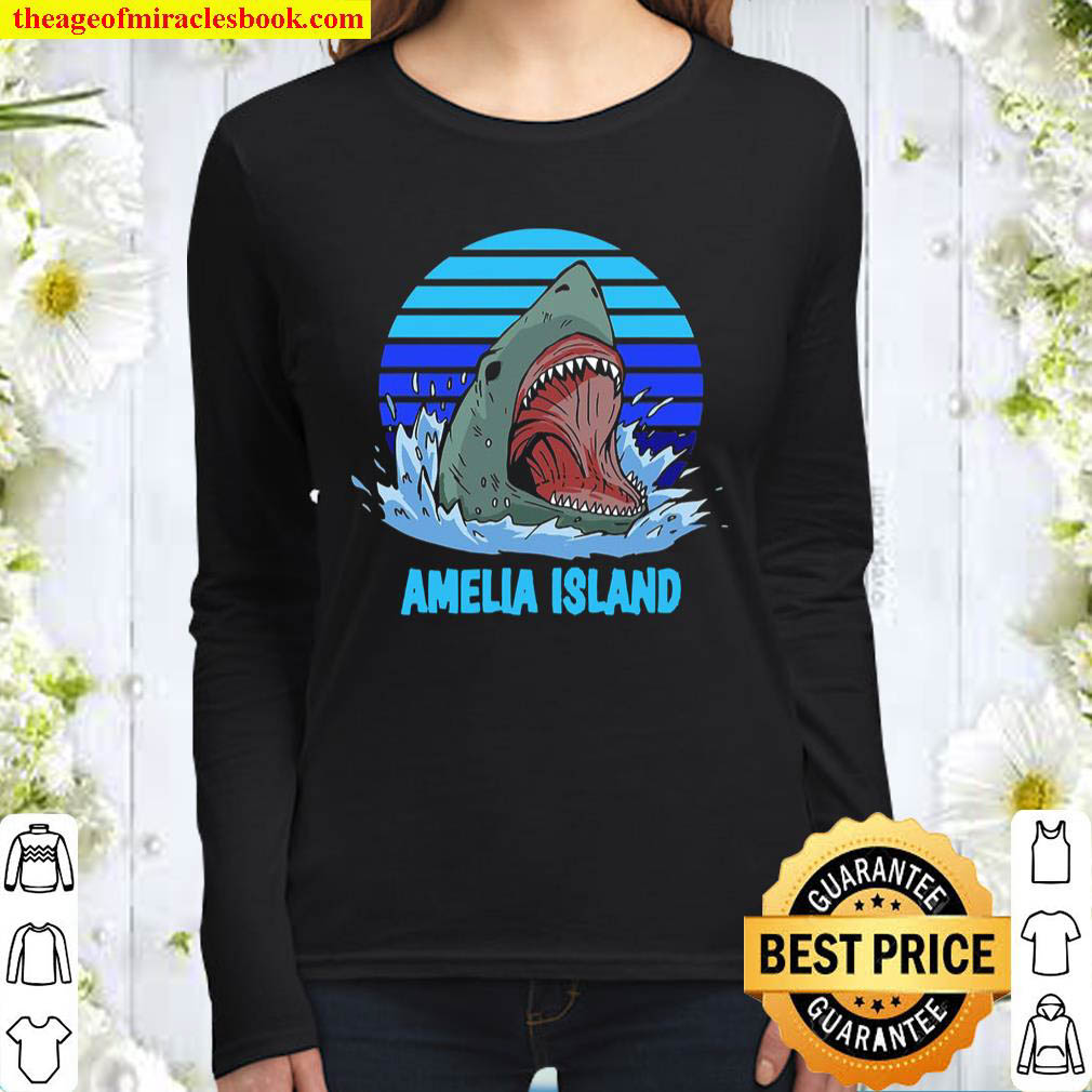 Amelia Island Vacation Shark Theme Women Long Sleeved
