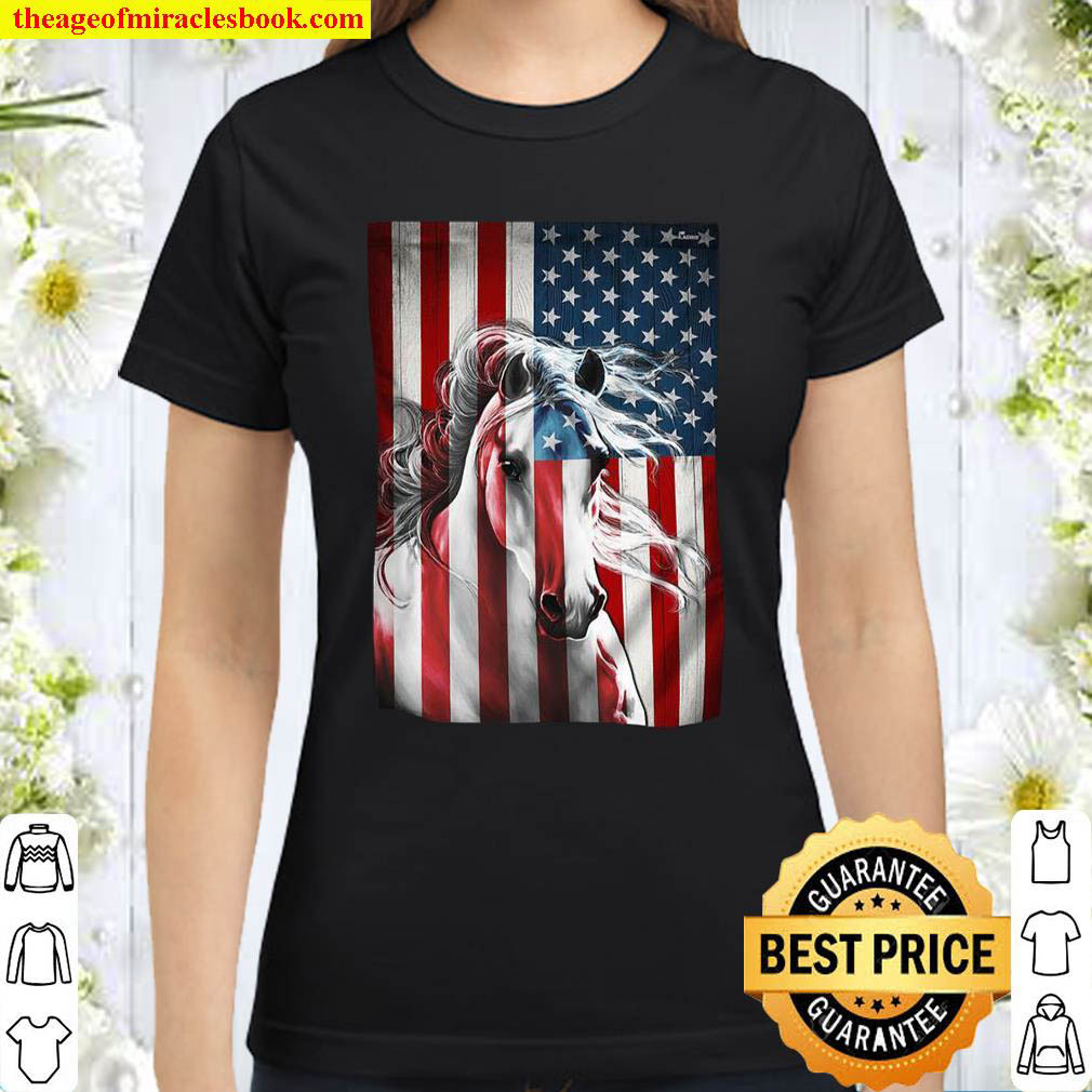 America Flag Horse Classic Women T Shirt