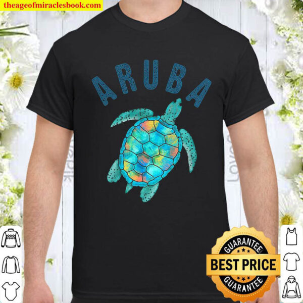 Aruba Beach Design Sea Turtle Illustration Gift Shirt