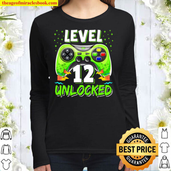 Birthday Kid 12 Years Old Video Game Controller 12th BDay Women Long Sleeved