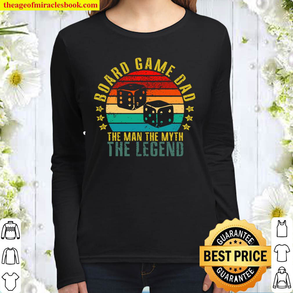 Board Game Dad The Man The Myth The Legend Funny Retro Women Long Sleeved