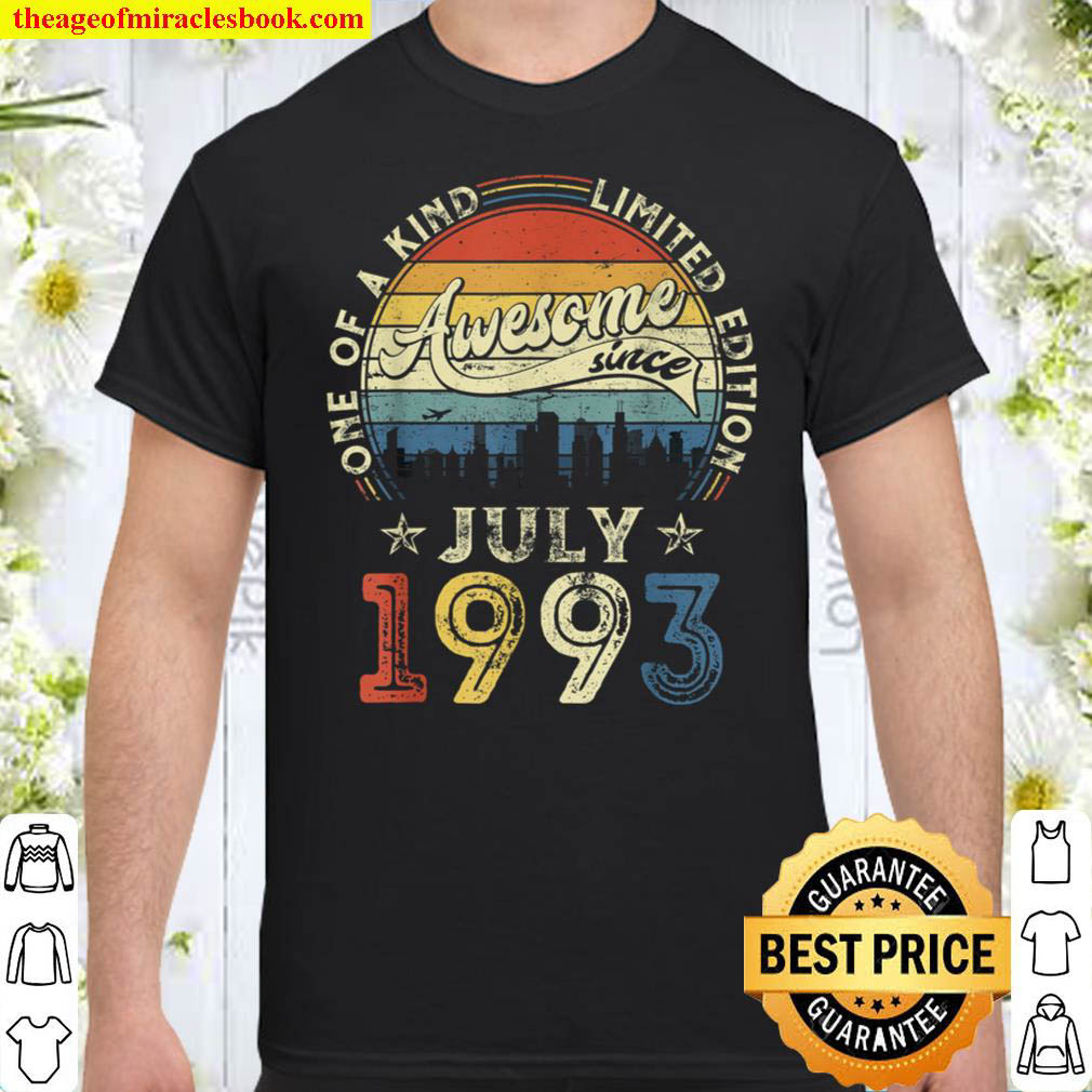 Buy Now – Born In July 1993 28 Yrs Tee Vintage 28th Birthday Gift T-Shirt