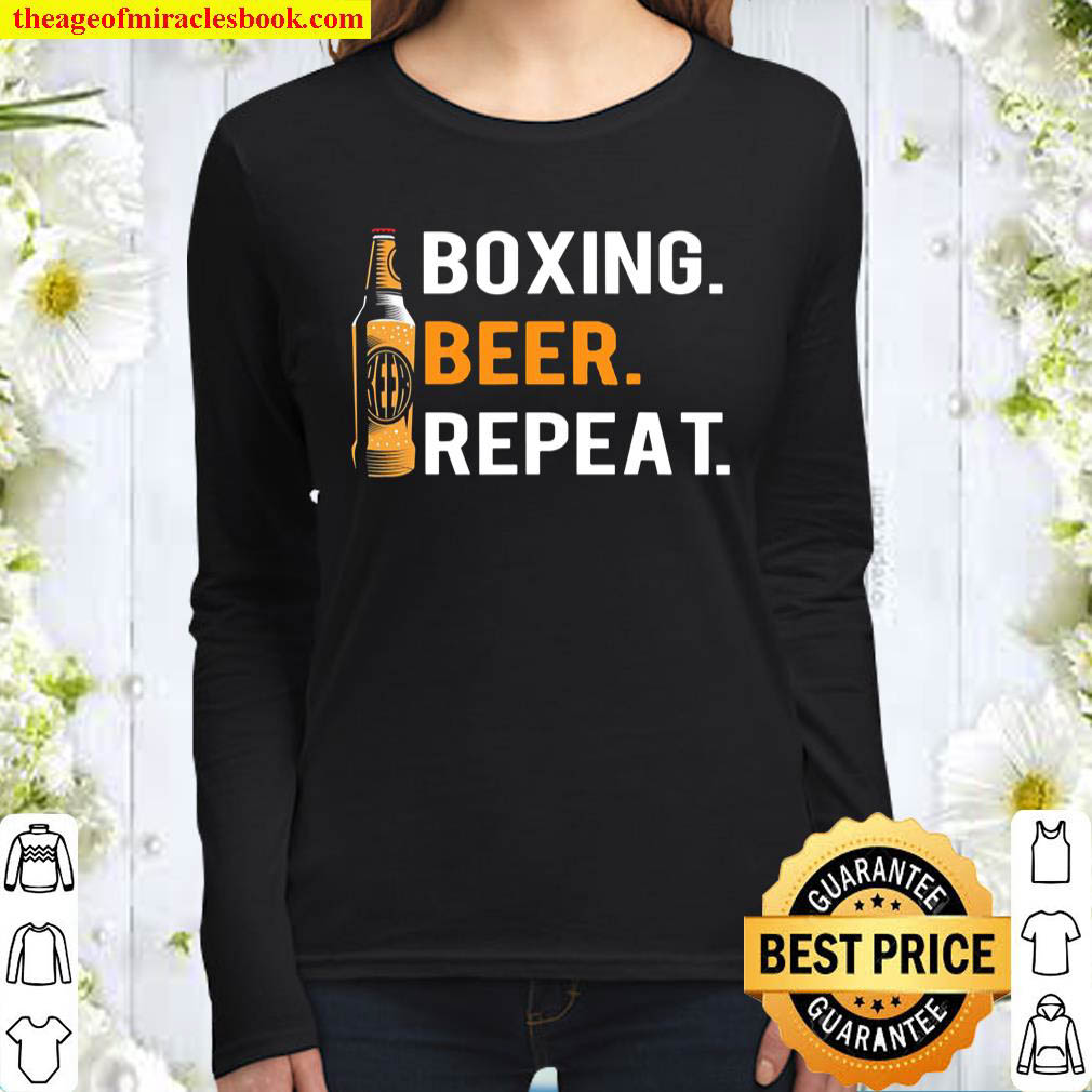 Boxing Beer Repeat Funny Boxer Drinking Gift Women Long Sleeved