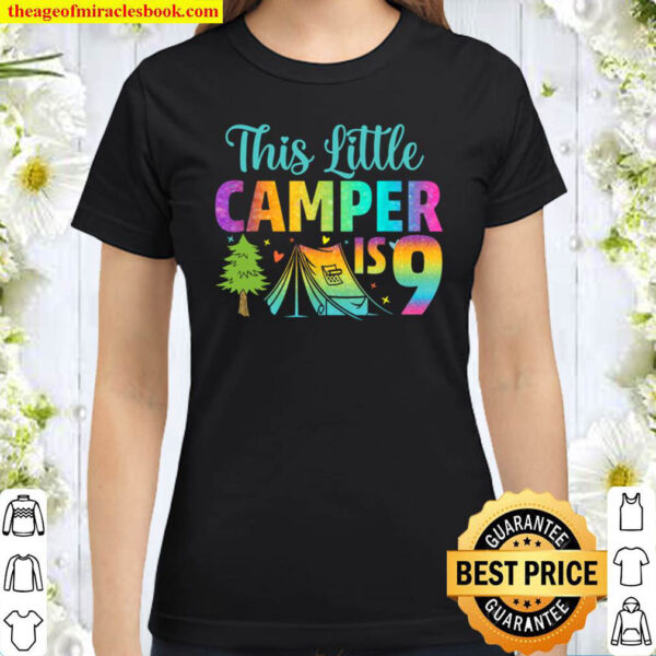 Camper Kids Birthday 9 Years Old Camping 9th B day Funny Classic Women T Shirt